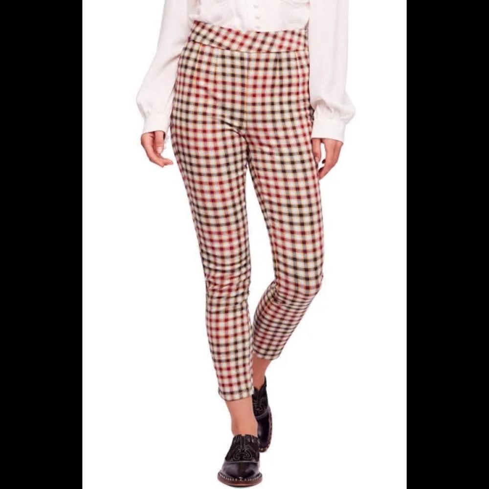 FP Mint Ella Kick Skinny Plaid Pants